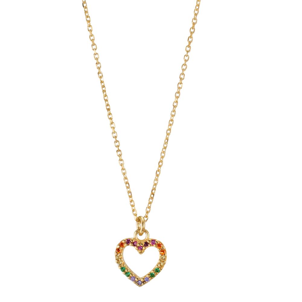 Collier Argent Zircone coloré jaune Plaqué or Coeur 42-45 cm-605283
