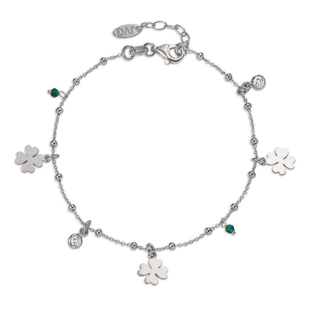 Bracelet Argent Zircone 4 Pierres Rhodié Feuille de Trèfle 17-19 cm-605295