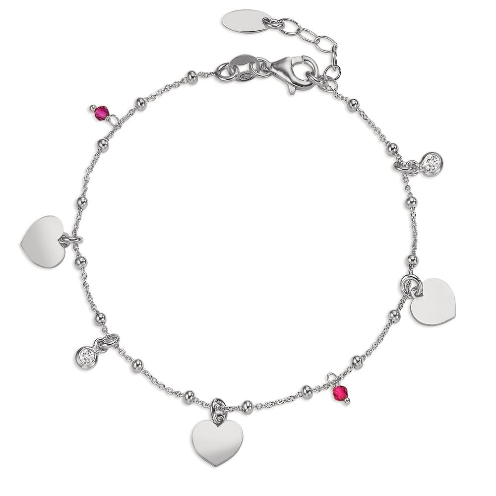 Bracelet Argent Zircone 4 Pierres Rhodié Coeur 17-19 cm-605298