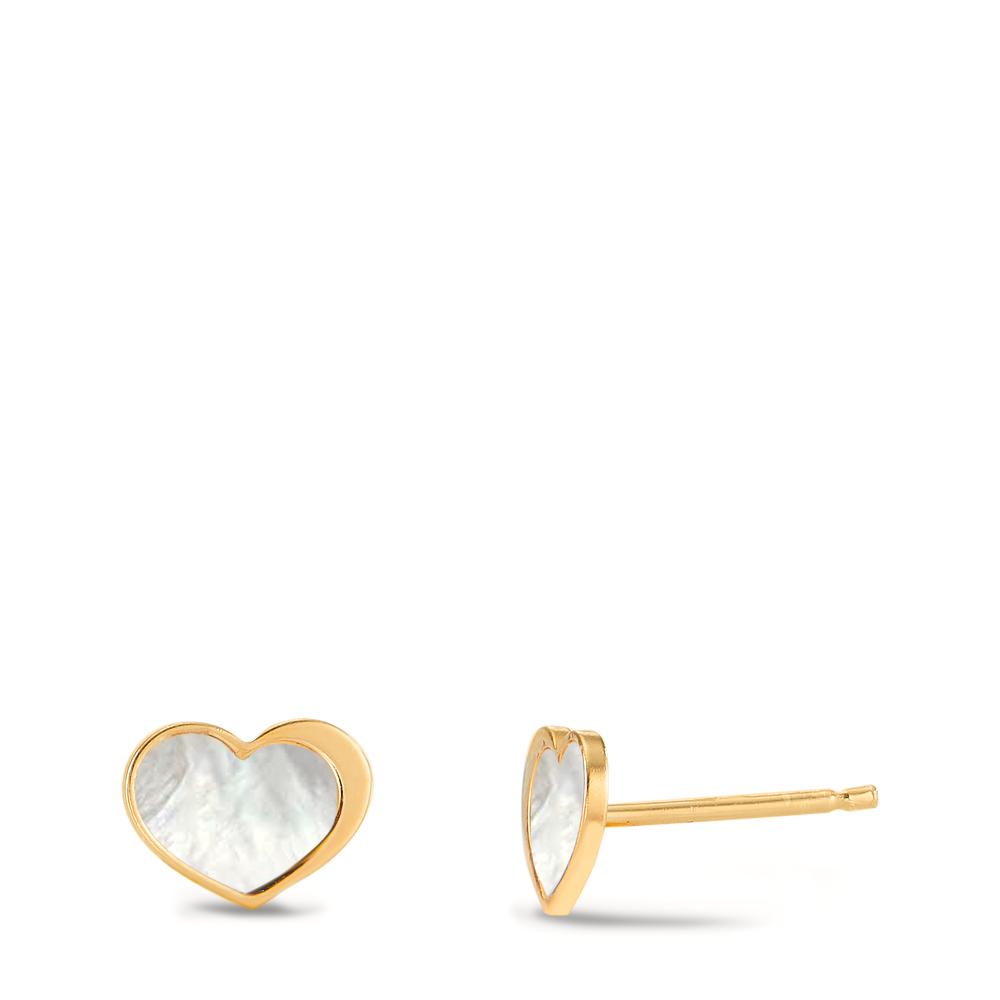 Clous d'oreilles Argent jaune Plaqué or nacre Coeur-605303