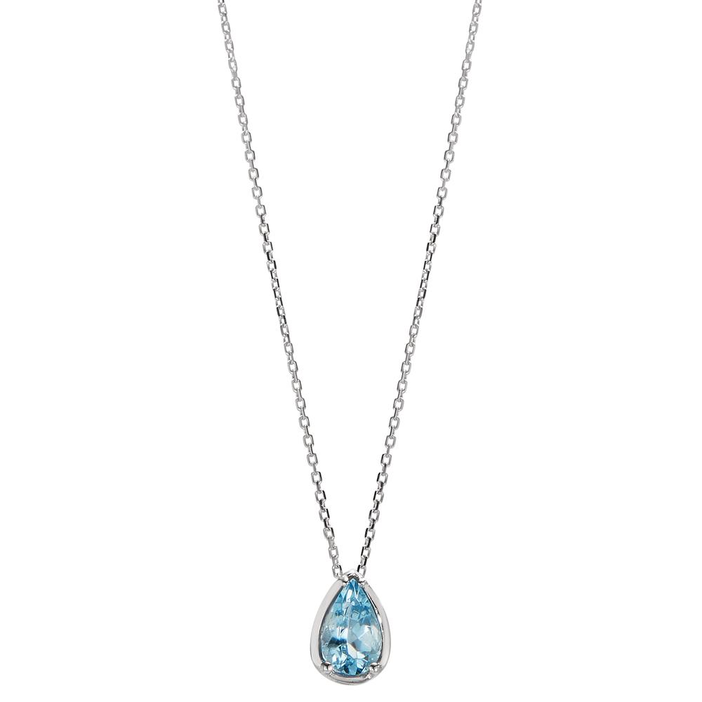 Collier Or blanc 18K Aigue-Marine 0.40 ct 40-42 cm-605310
