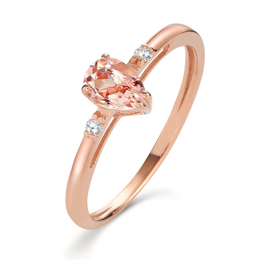 Bague Or rouge 18K Morganite 0.45 ct, 3 Pierres, Diamant 0.032 ct, 2 Pierres, w-si-605315