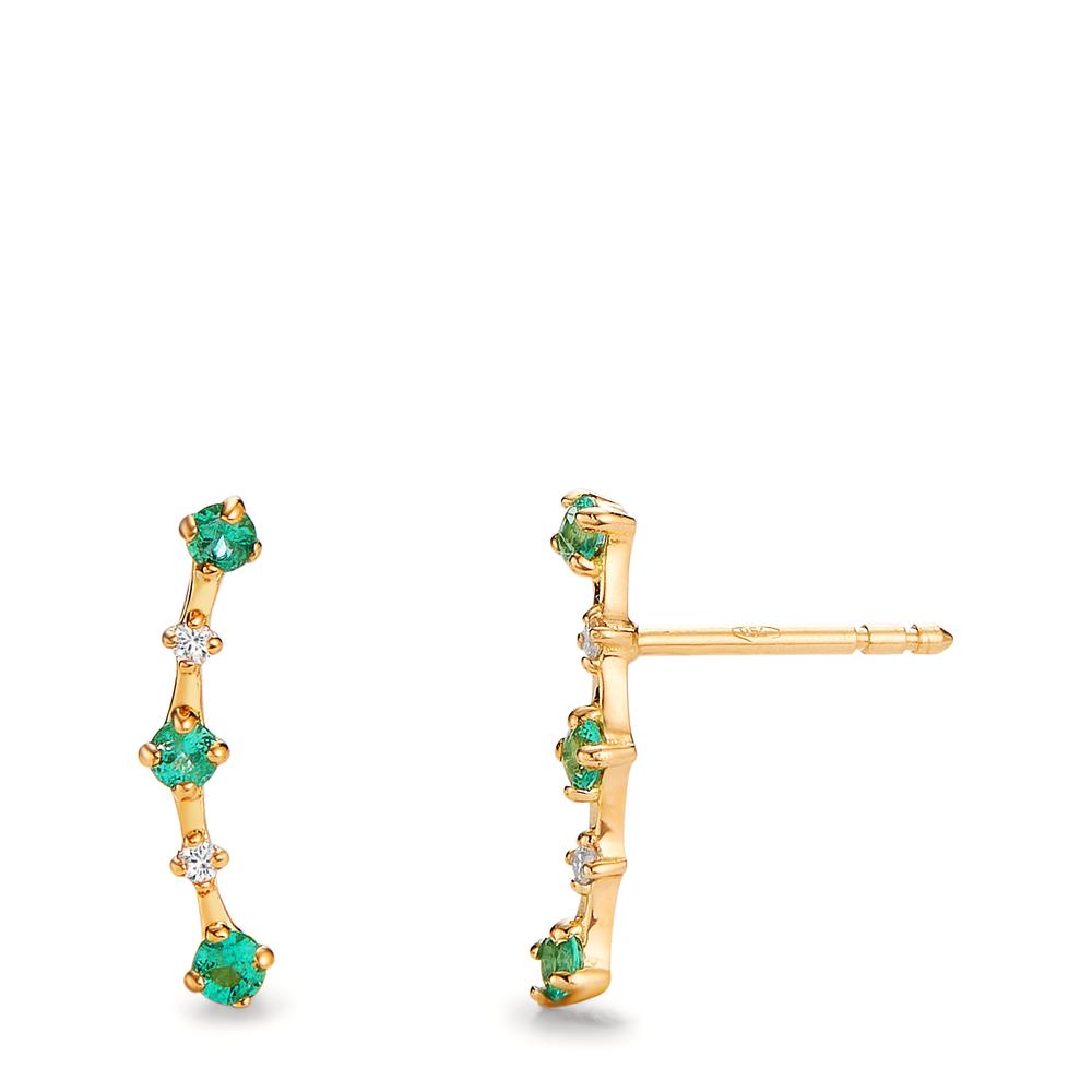 Clous d'oreilles Or jaune 18K Émeraude 0.21 ct, 10 Pierres-605326