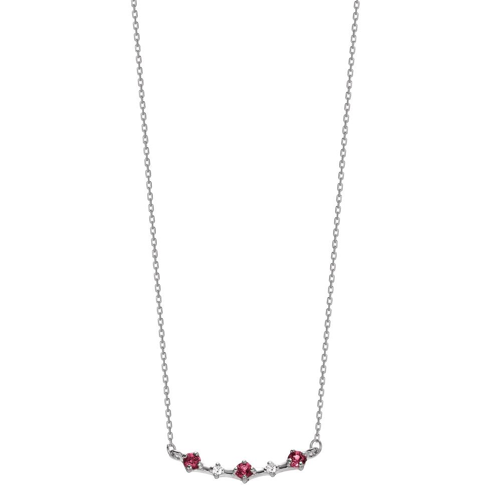 Collier Or blanc 18K Rubis 0.15 ct, 5 Pierres 40-42 cm-605327
