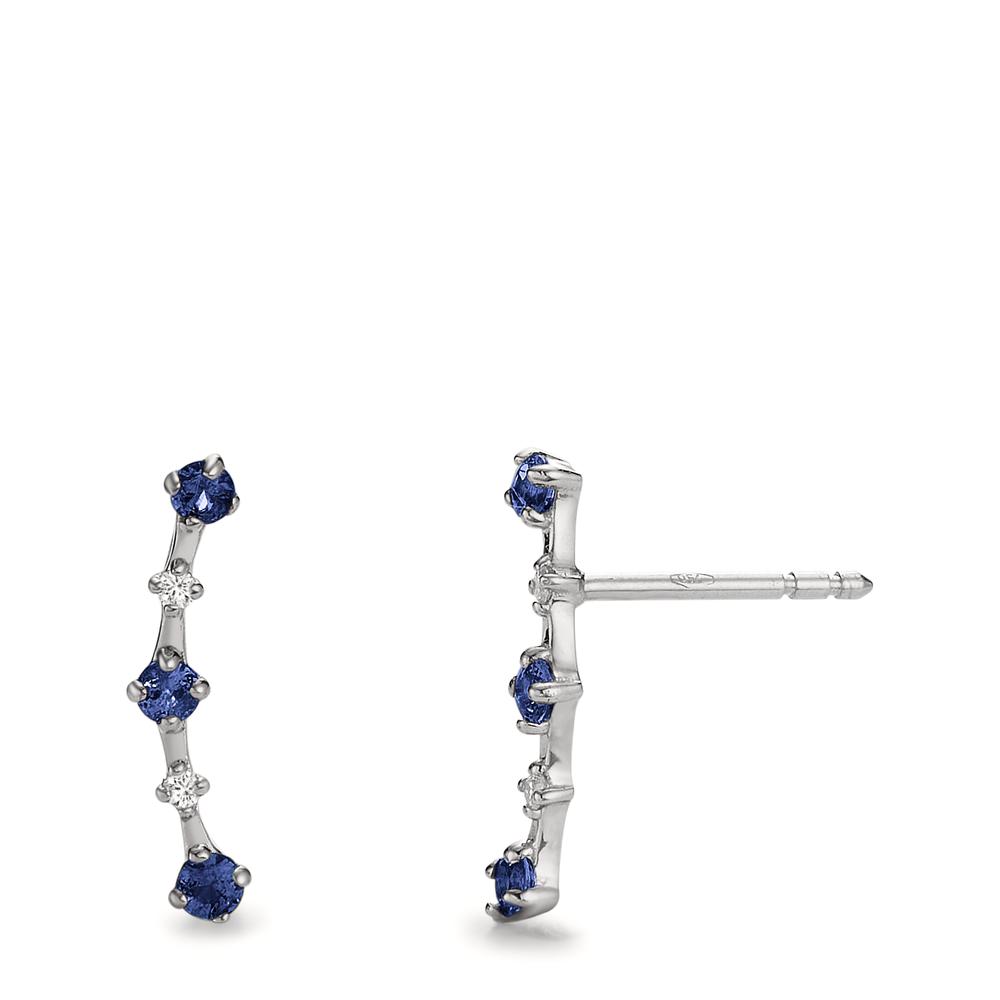 Clous d'oreilles Or blanc 18K Saphir 0.30 ct, 10 Pierres-605330