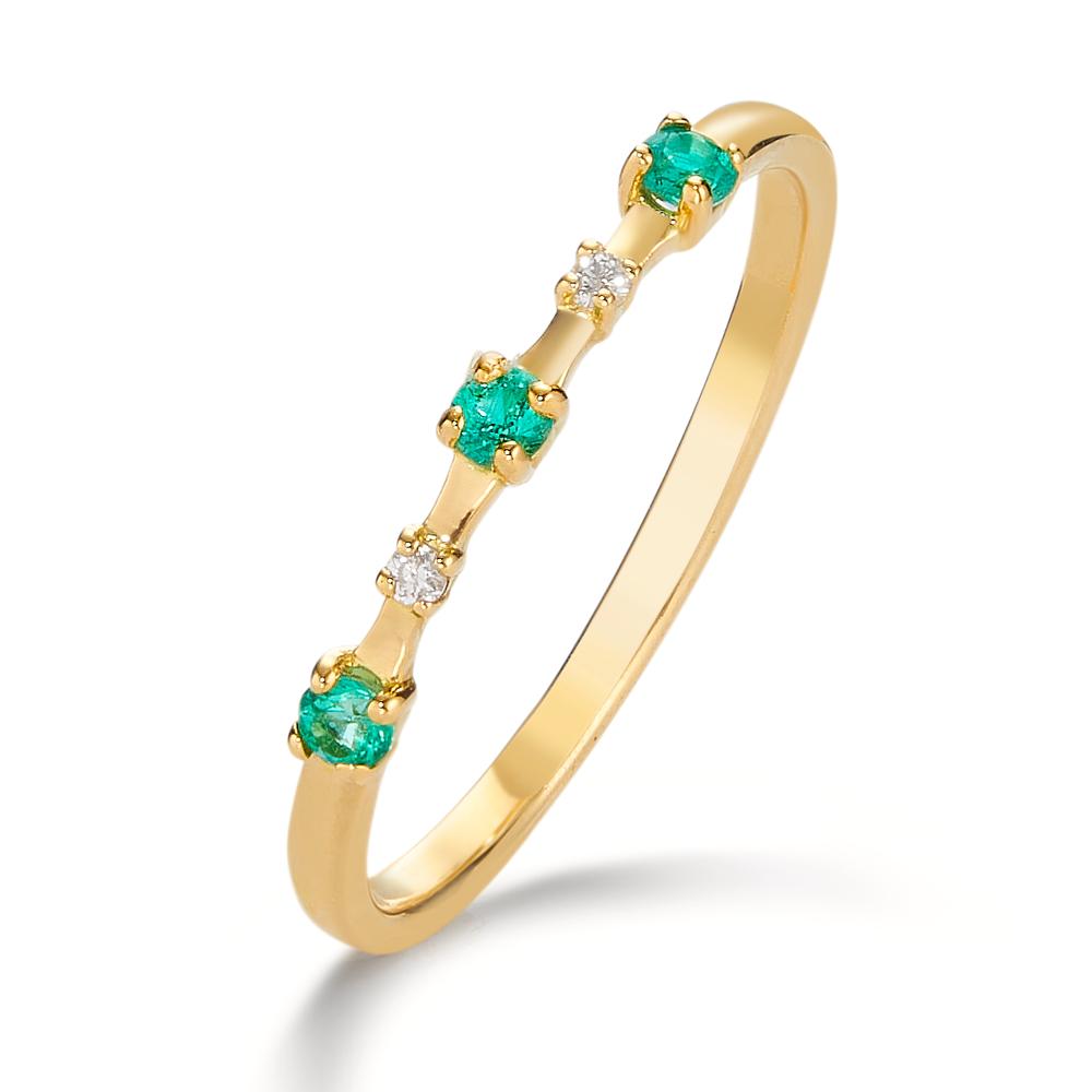 Bague Or jaune 18K Émeraude 0.10 ct, 5 Pierres-605334
