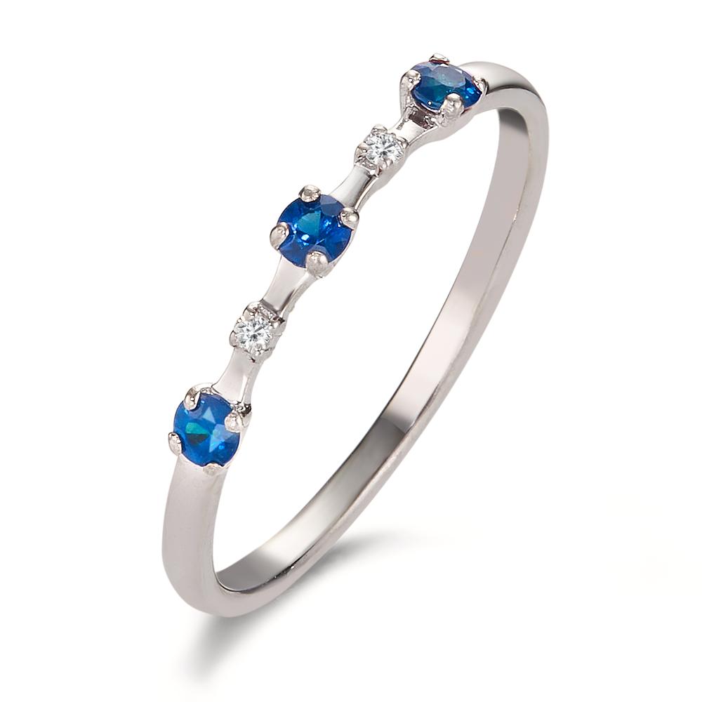 Bague Or blanc 18K Saphir 0.15 ct, 5 Pierres-605336