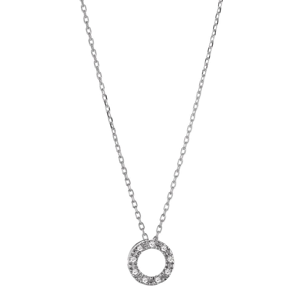 Collier Or blanc 18K Diamant 0.018 ct, 9 Pierres, w-si 42 cm-605643