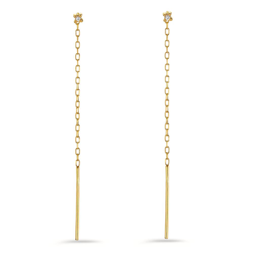 Boucles d'oreilles pendantes Or jaune 18K Diamant 0.02 ct, 2 Pierres, w-si-605658