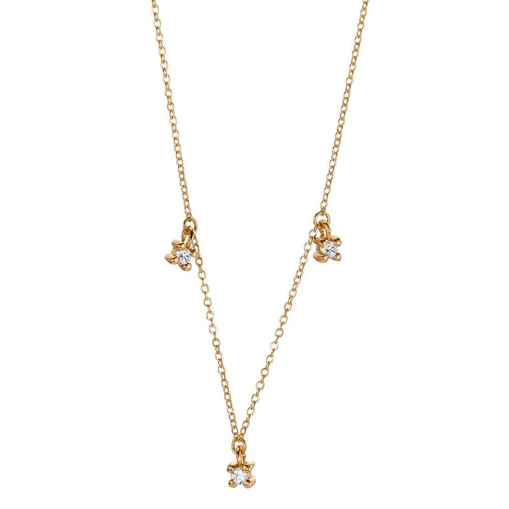 Collier Or jaune 18K Diamant 0.06 ct, 3 Pierres, w-si 40-42 cm-605659