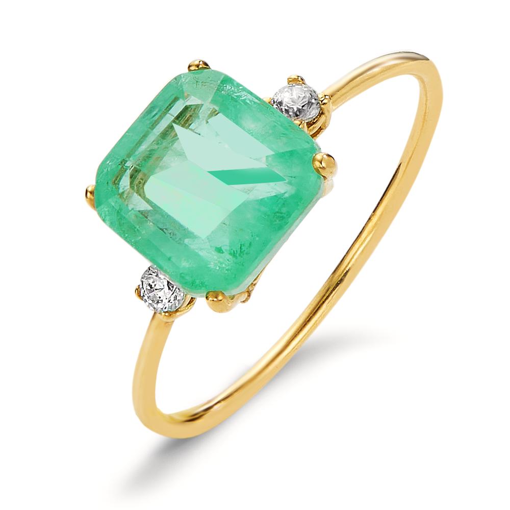 Bague Or jaune 18K Quartz vert, 3 Pierres-605666