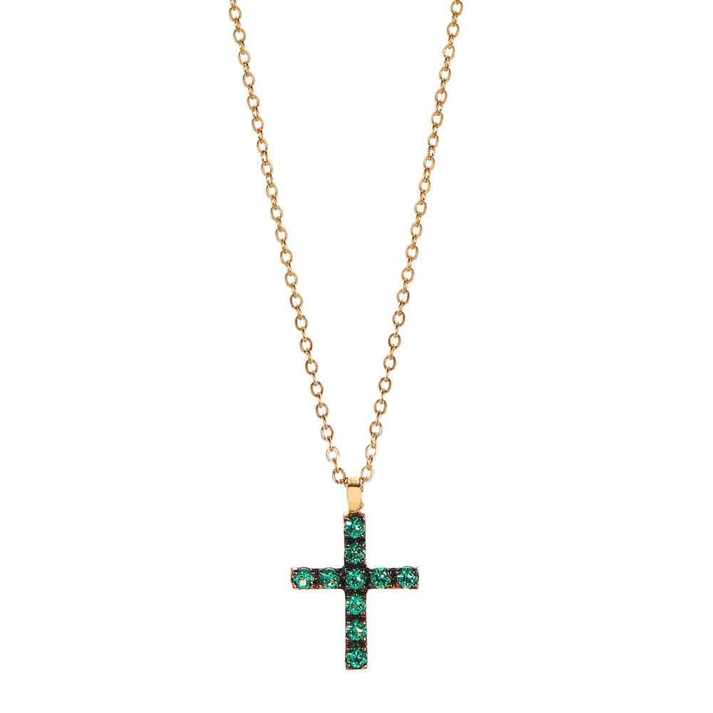 Collier Or jaune 18K Émeraude 10 Pierres 40-42 cm-605672