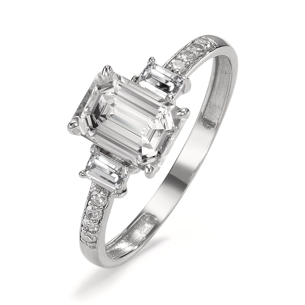 Bague Or blanc 18K Topaze 3 Pierres, Diamant 0.064 ct, 8 Pierres, w-si-605680