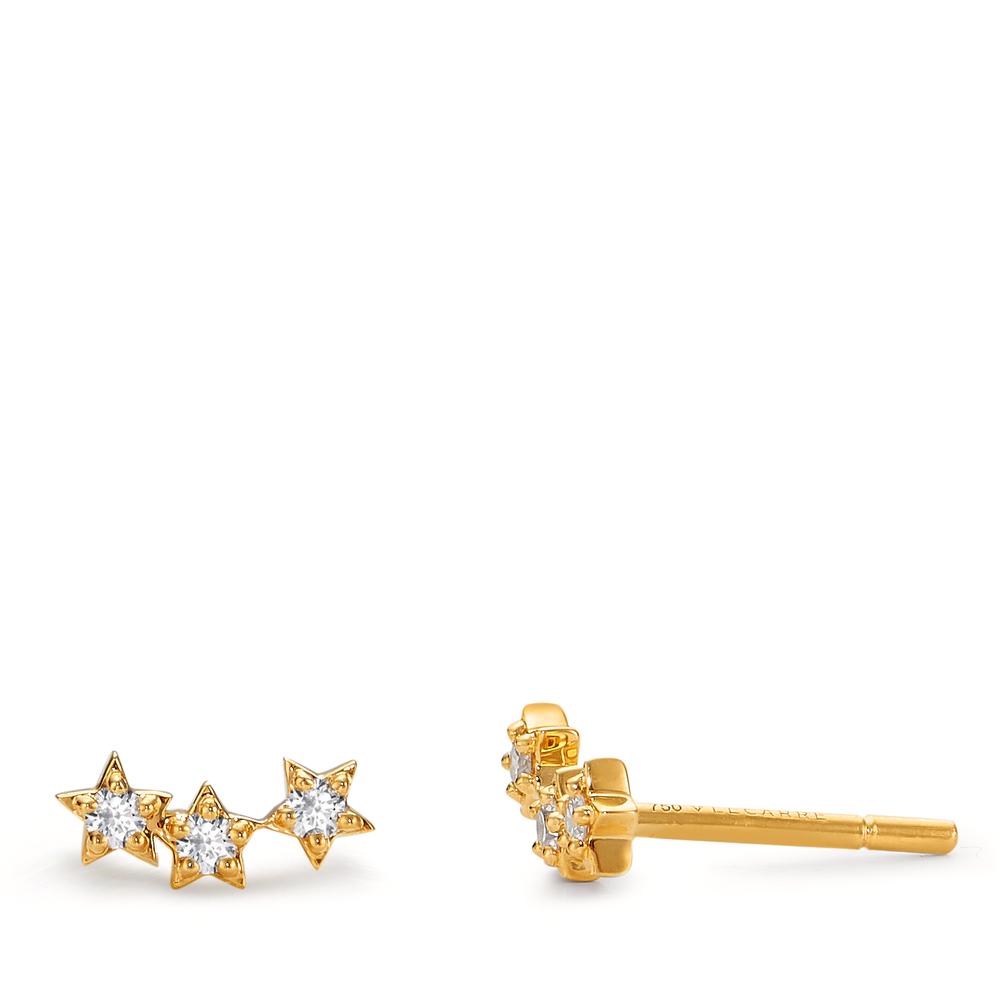 Clous d'oreilles Or jaune 18K Diamant 0.11 ct, 6 Pierres, w-si-605684