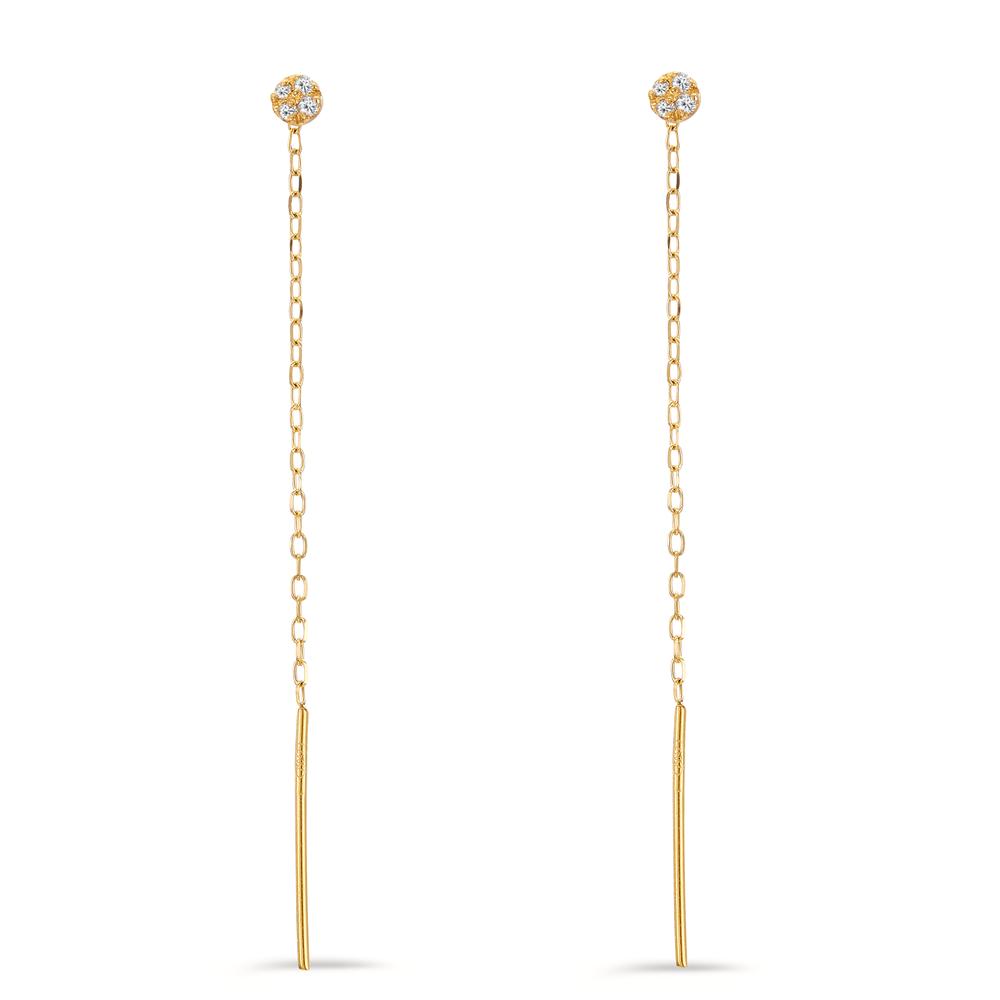 Boucles d'oreilles pendantes Or jaune 18K Diamant 8 Pierres, w-si Ø3 mm-605696