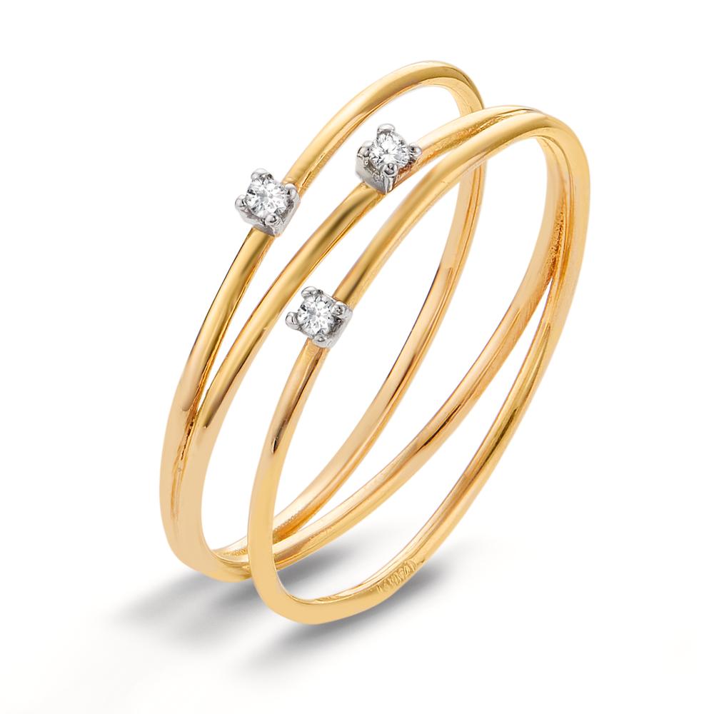 Bague Or jaune 18K Diamant 0.03 ct, 3 Pierres, w-si-605697