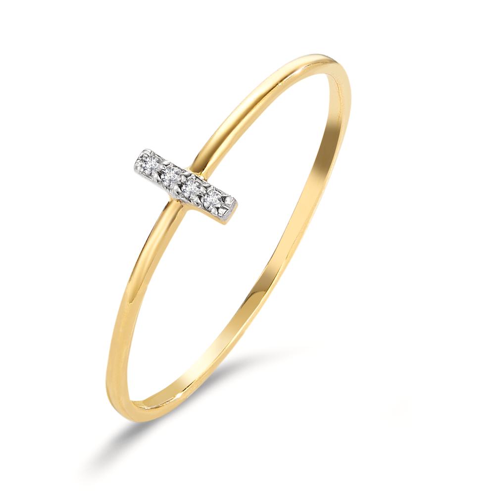 Bague Or jaune 18K Diamant 0.033 ct, 4 Pierres, w-si-605706