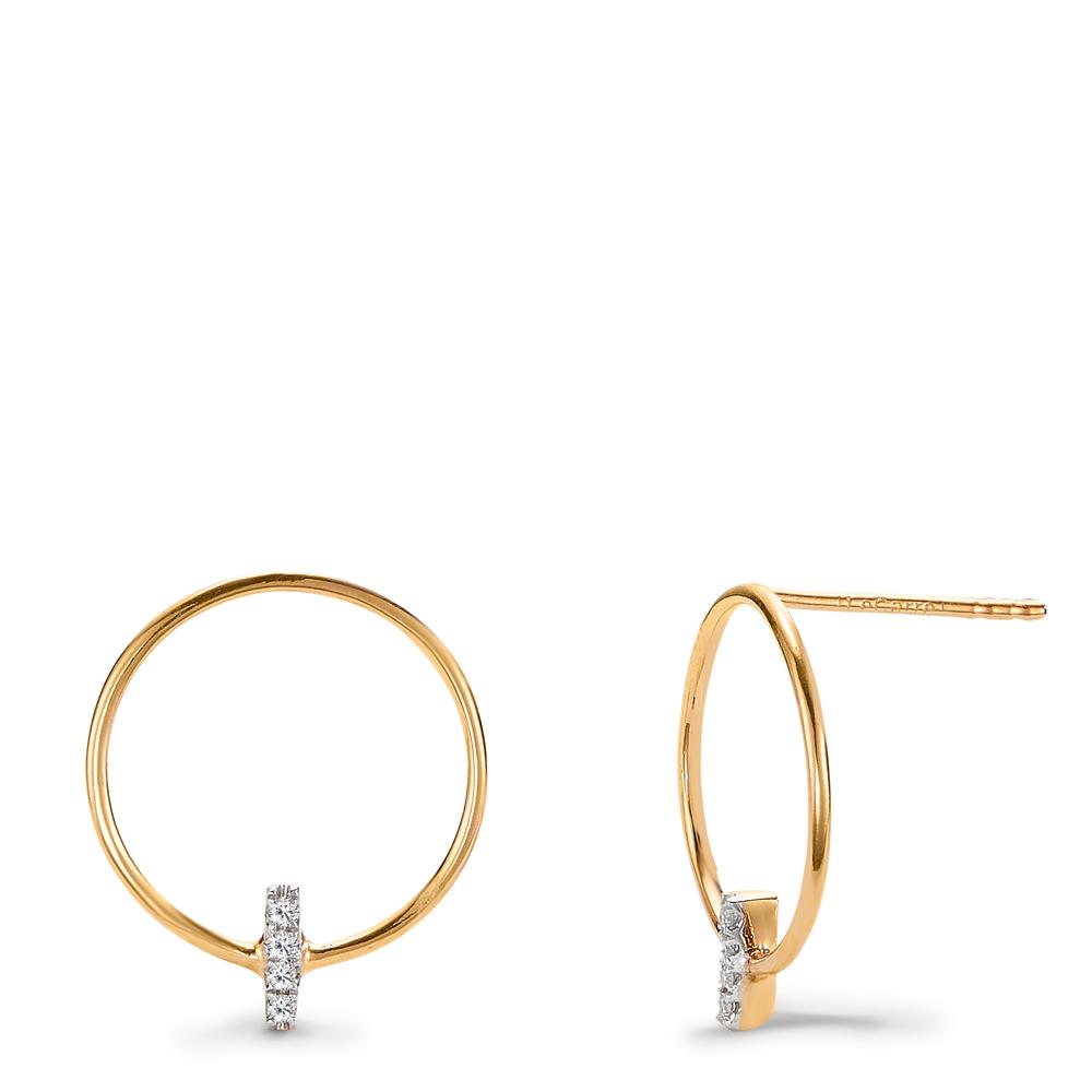 Pendant d'oreilles Or jaune 18K Diamant 0.04 ct, 8 Pierres, w-si Ø13 mm-605707