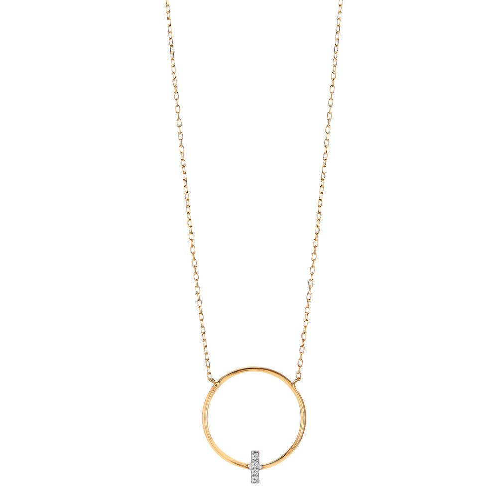 Collier Or jaune 18K Diamant 0.02 ct, 4 Pierres, w-si 40-42 cm-605708