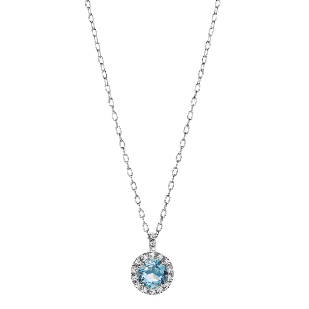 Collier Or blanc 18K Diamant 0.096 ct, w-si, Topaze 40-42 cm-605711