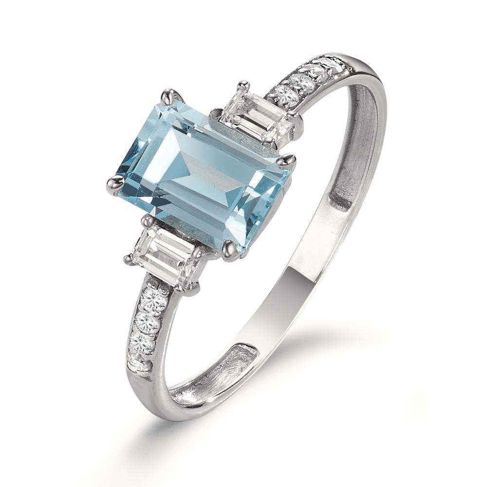 Bague Or blanc 18K Diamant 0.064 ct, 11 Pierres, w-si, Topaze-605712