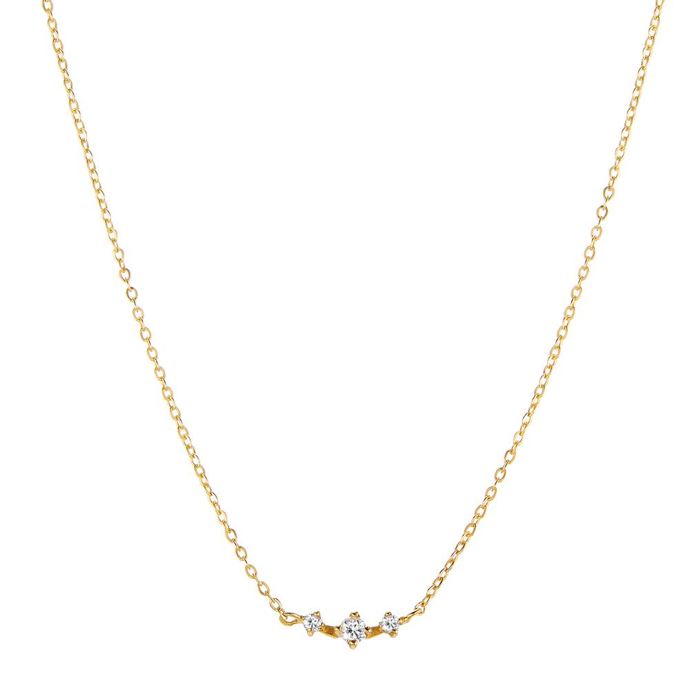 Collier Or jaune 18K Diamant 0.05 ct, 3 Pierres, w-si 40-42 cm-605715