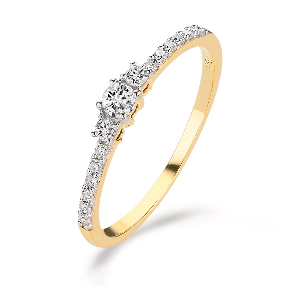 Bague Or jaune 18K Diamant 0.20 ct, 15 Pierres, w-si-605716