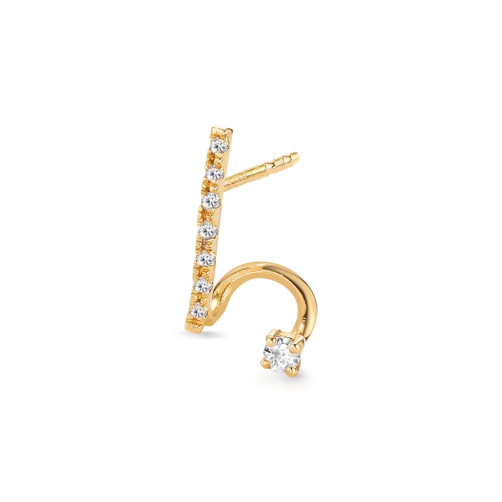 Clous d'oreille à l'unité Or jaune 18K Diamant 0.063 ct, 8 Pierres, w-si-605725