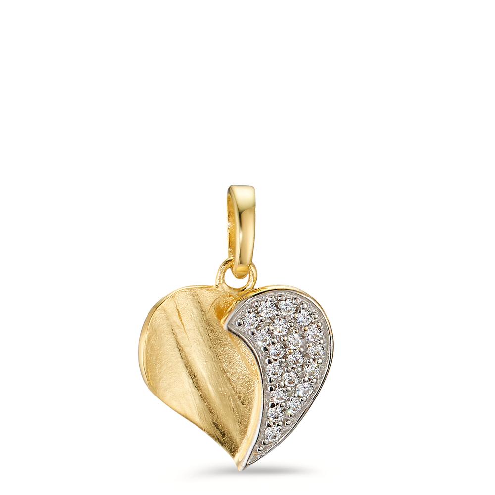 Pendentif Or jaune 9K Zircone Coeur Ø11 mm-605732