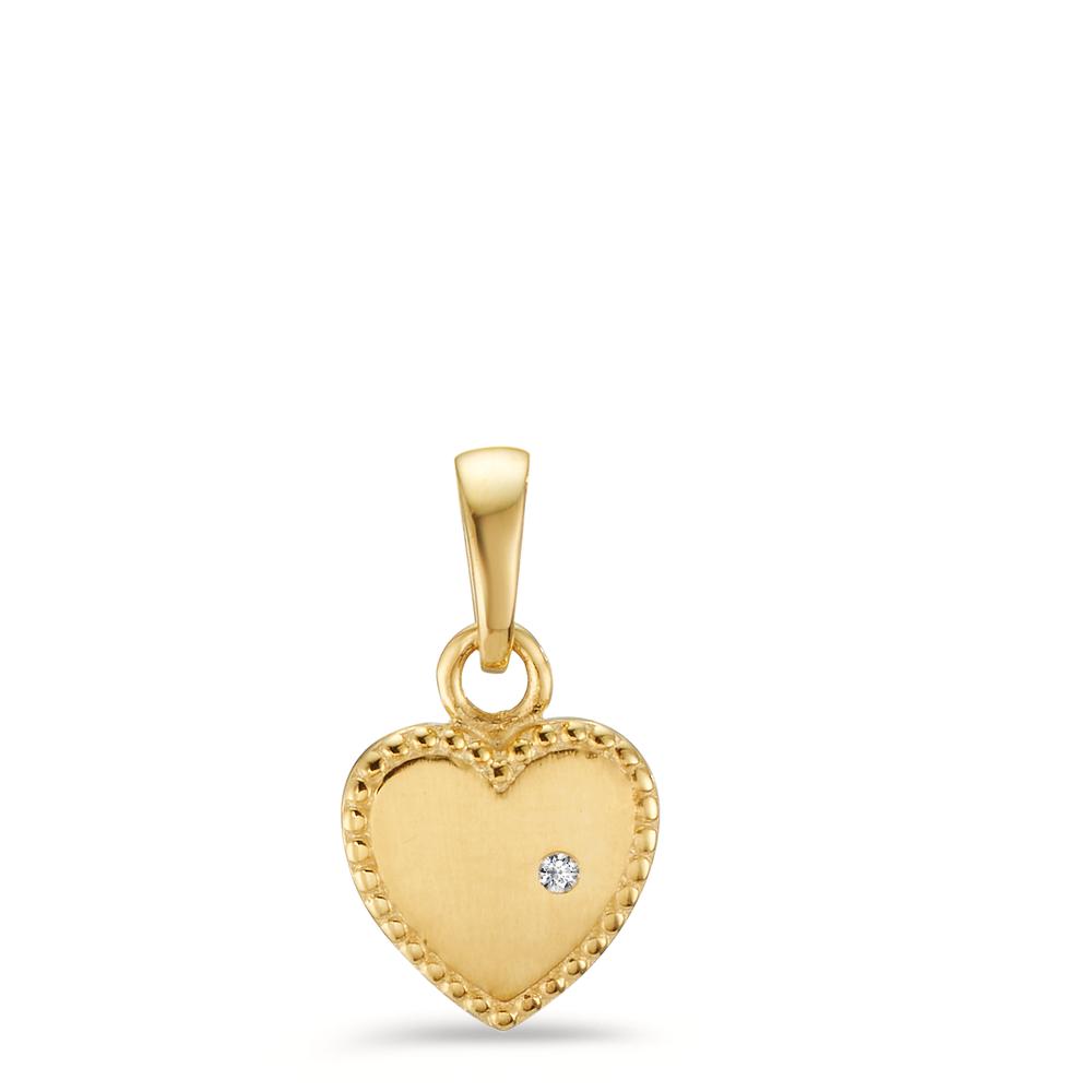 Pendentif Or jaune 9K Zircone Coeur Ø7.5 mm-605743