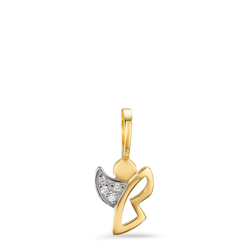 Pendentif Or jaune 9K Zircone 4 Pierres Ange gardien-605747