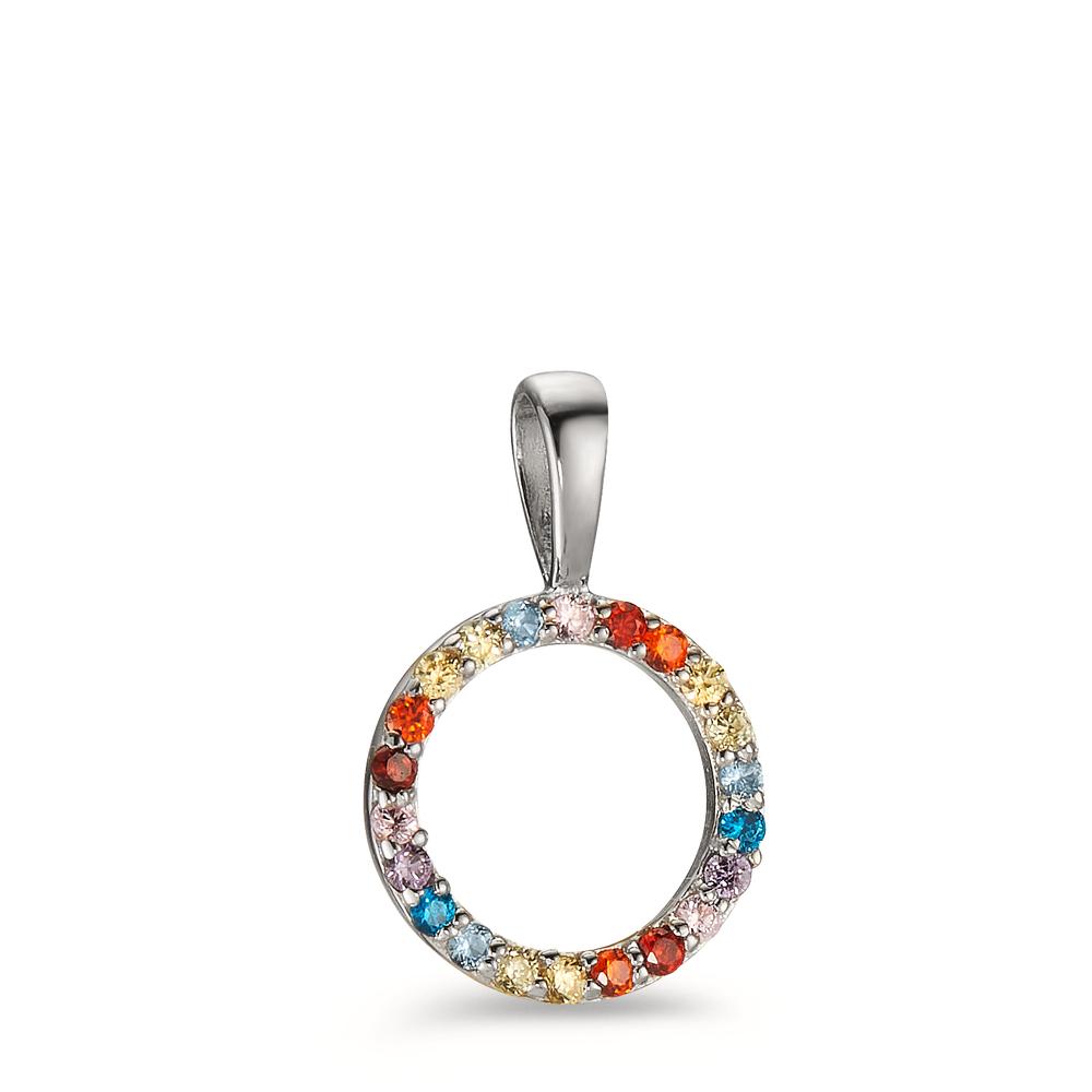 Pendentif Argent Zircone coloré Rhodié Ø9 mm-605753