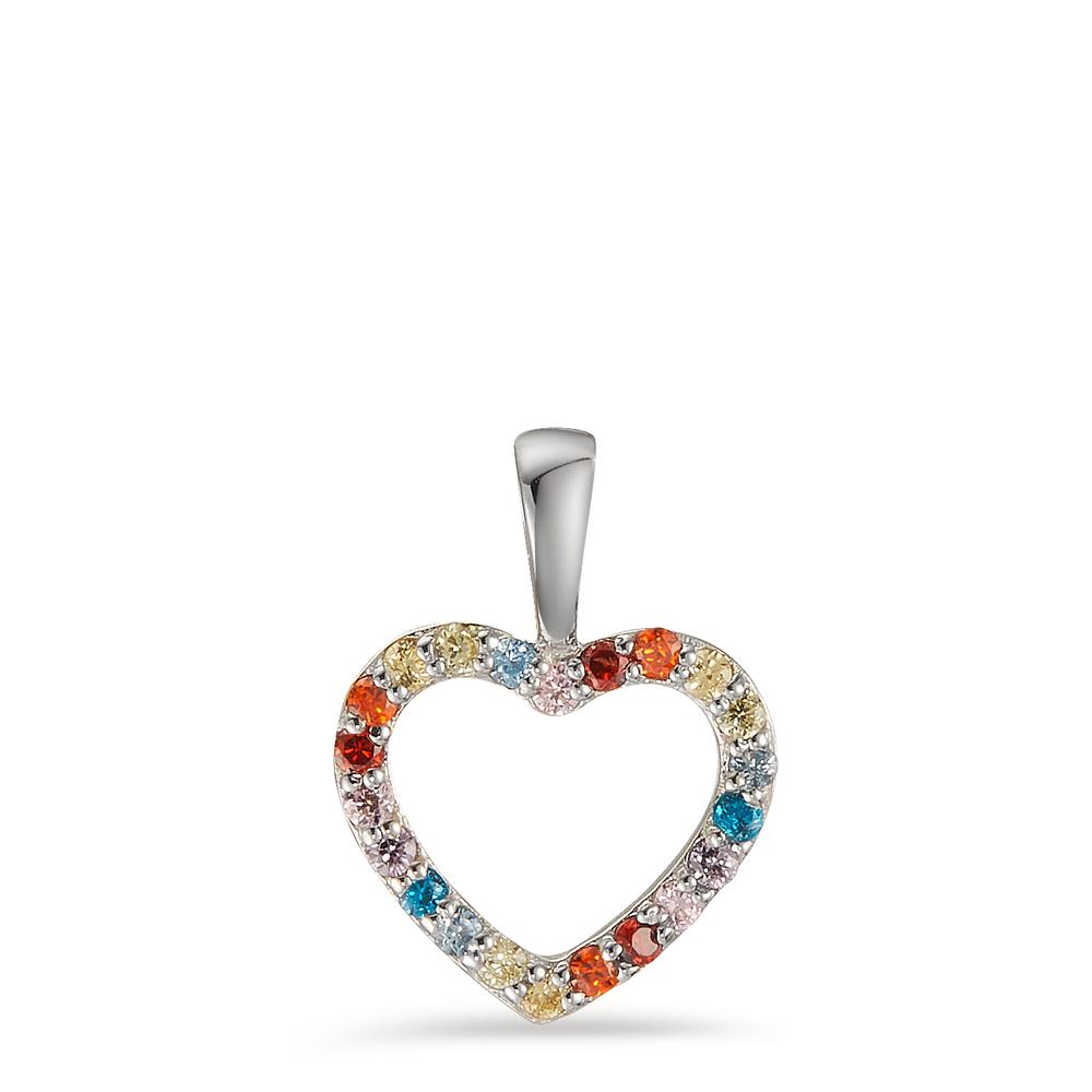 Pendentif Argent Zircone coloré Rhodié Coeur-605756