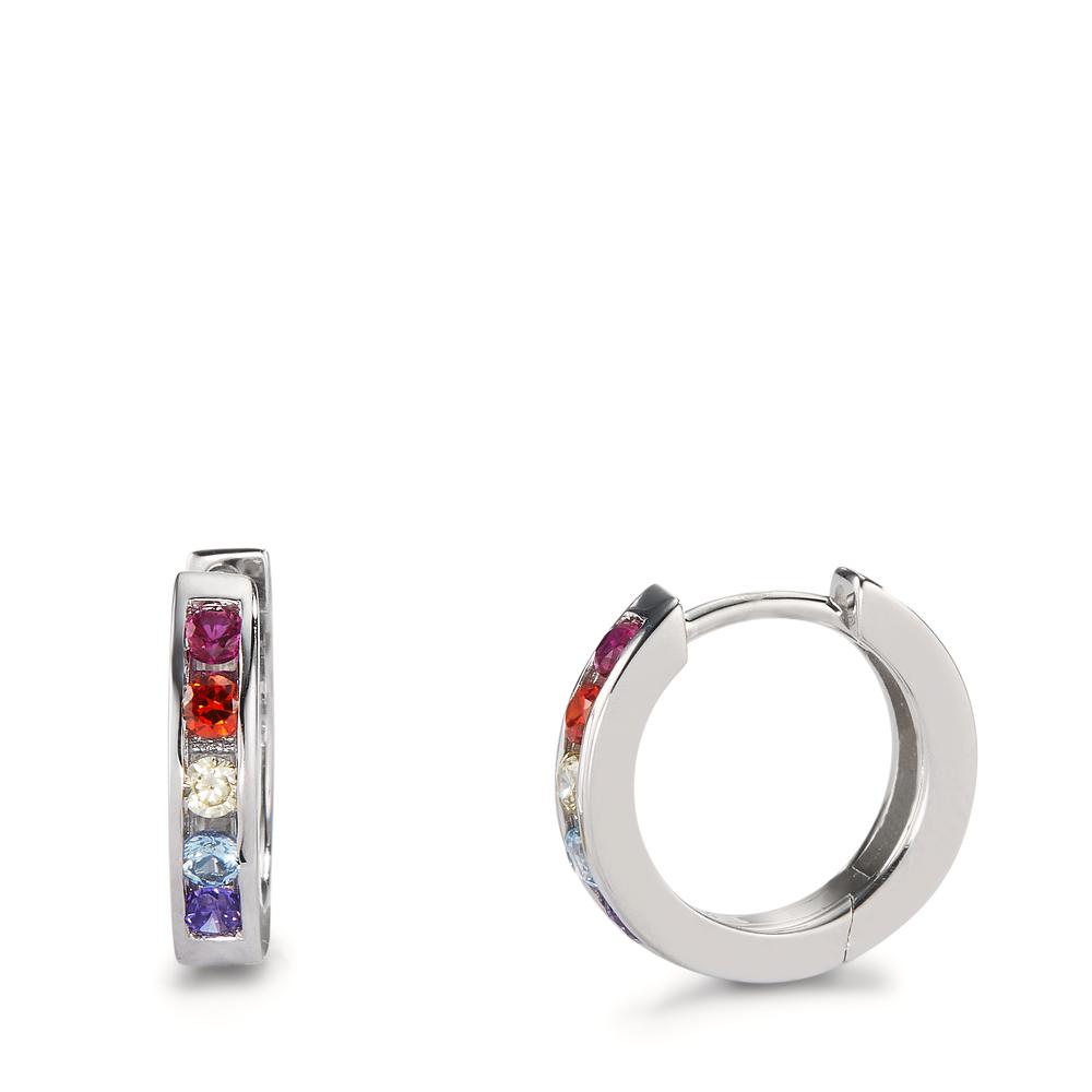 Créoles à charnières Argent Zircone coloré, 10 Pierres Rhodié-605762