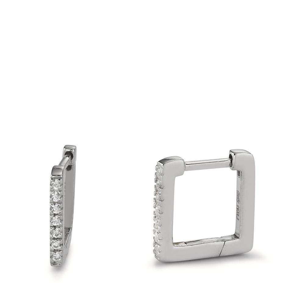 Créoles à charnières Argent Zircone 14 Pierres Rhodié-605763