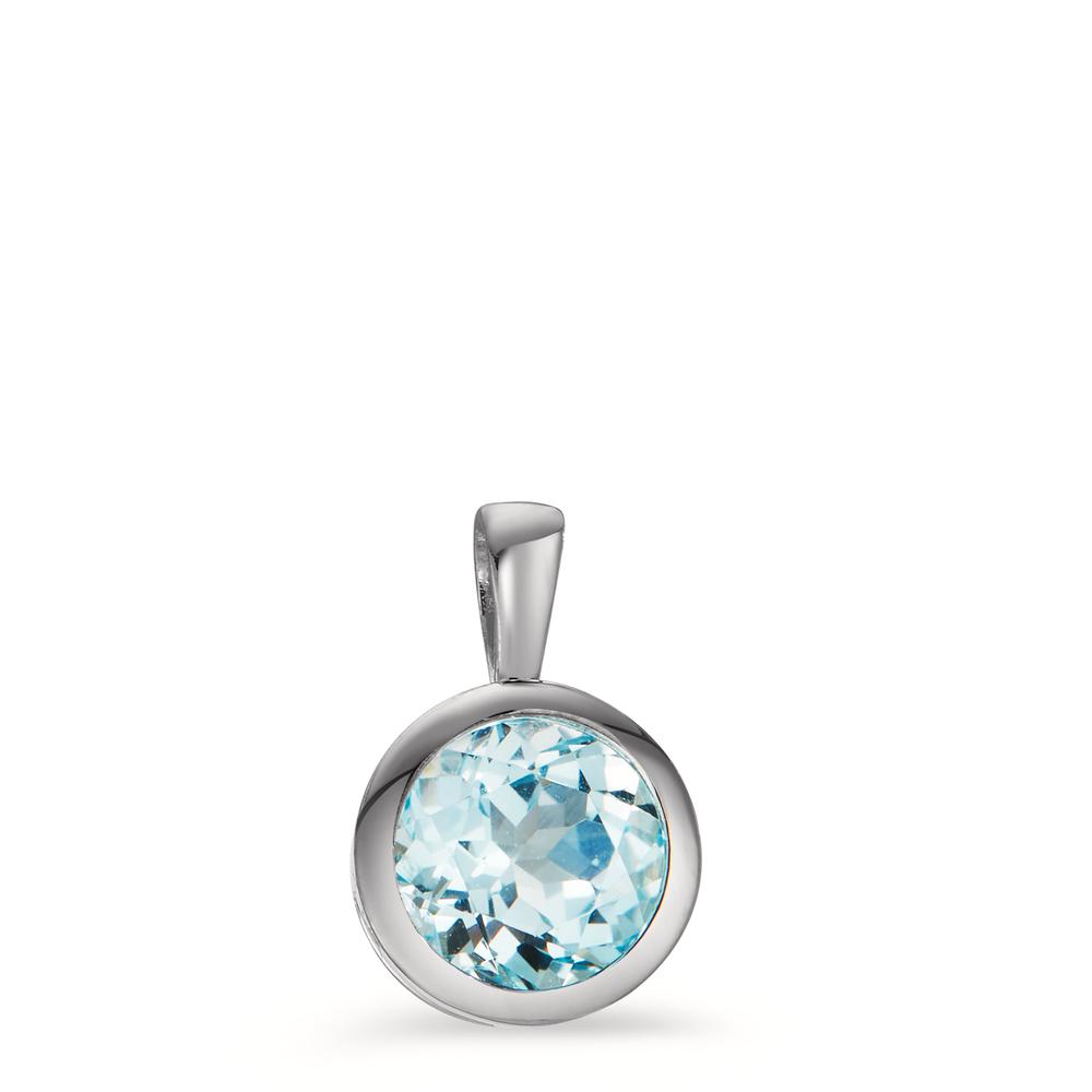 Pendentif Argent Topaze Rhodié Ø10 mm-605779