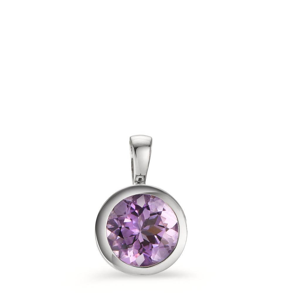 Pendentif Argent Améthyste Rhodié Ø10 mm-605781