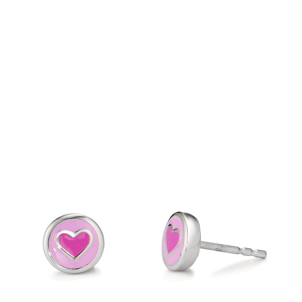 Clous d'oreilles Argent Rhodié Coeur Ø7 mm-605798