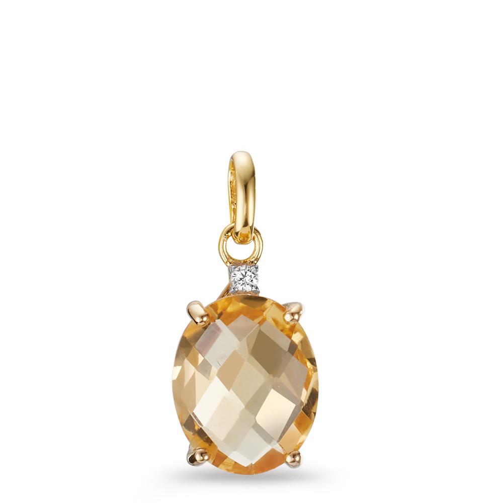 Pendentif Or jaune 9K Citrine, Zircone-605821