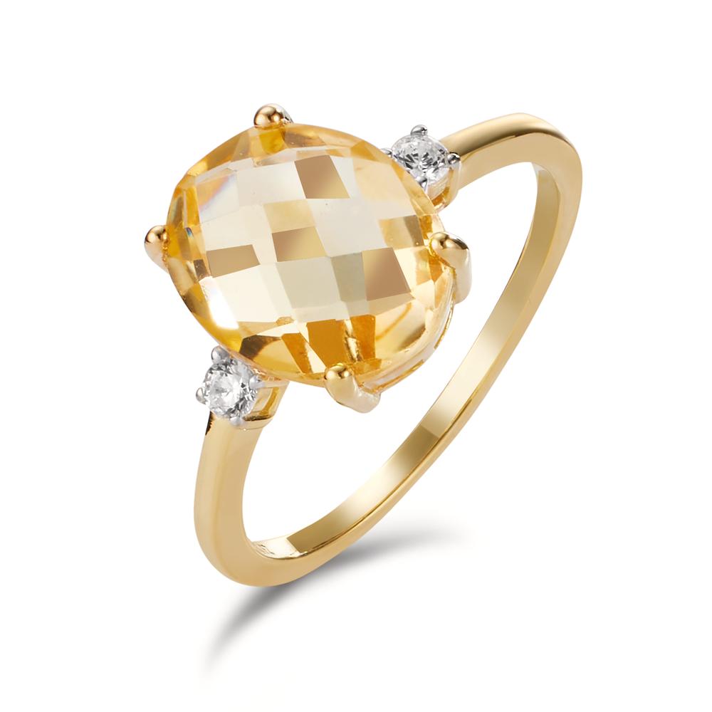 Bague Or jaune 9K Citrine, Zircone 2 Pierres-605822