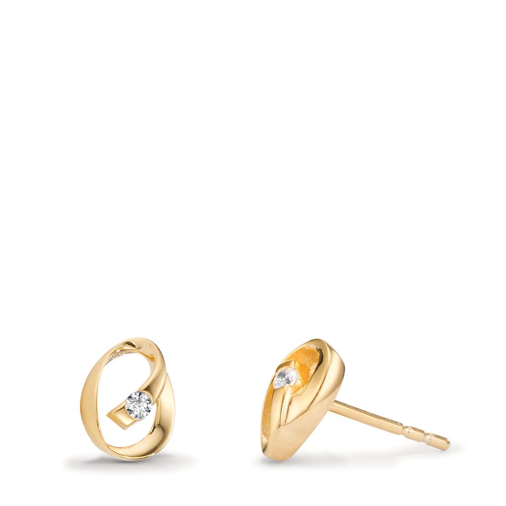 Clous d'oreilles Or jaune 9K Zircone 2 Pierres-605829