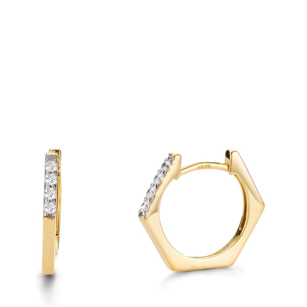 Créoles à charnières Or jaune 9K Zircone 8 Pierres-605844