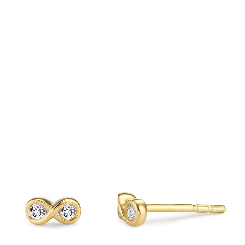 Clous d'oreilles Or jaune 9K Zircone 4 Pierres Infini-605852