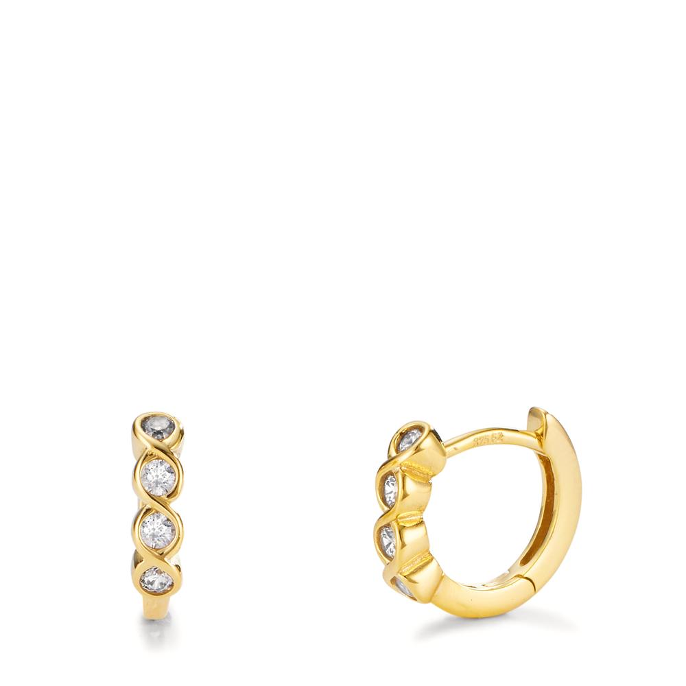 Créoles à charnières Or jaune 9K Zircone 8 Pierres-605853