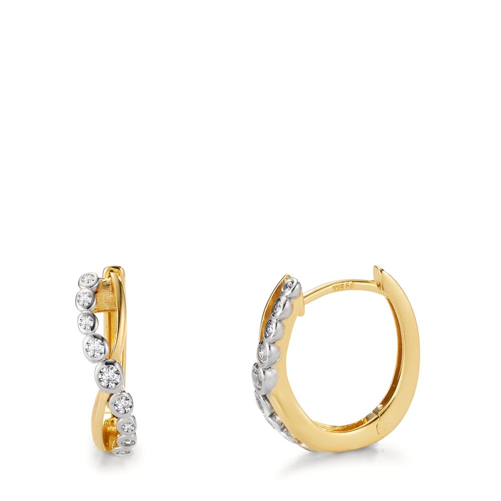 Créoles à charnières Or jaune 9K Zircone 18 Pierres-605857