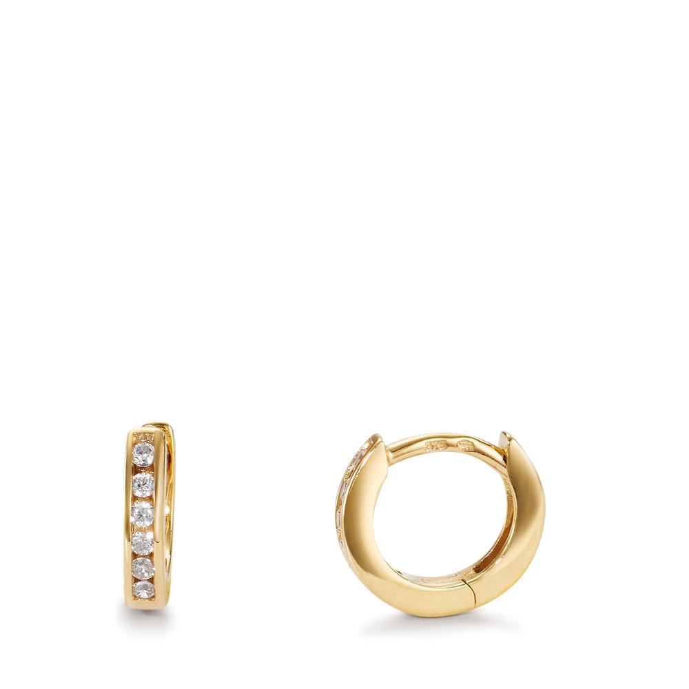 Créoles à charnières Or jaune 9K Zircone 12 Pierres-605866