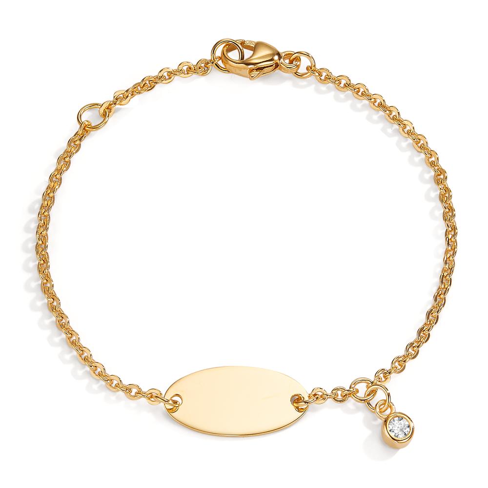 Gourmette avec gravure Or jaune 18K Zircone 12-14 cm-605881