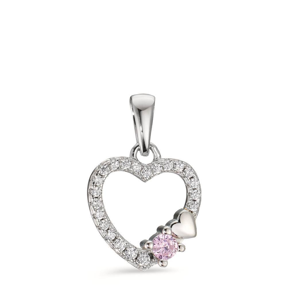 Pendentif Argent Zircone Rhodié Coeur Ø11 mm-605883