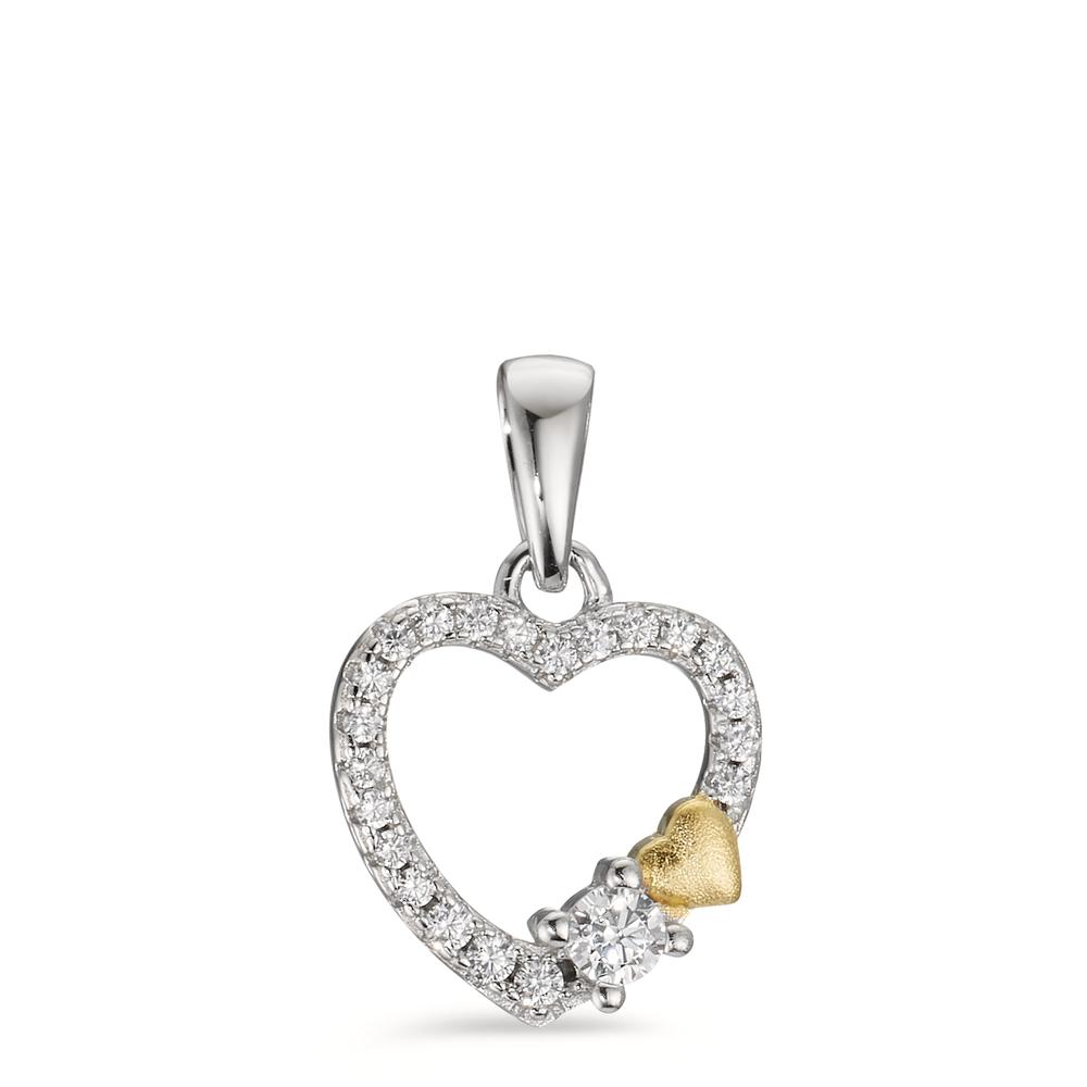 Pendentif Argent Zircone jaune Rhodié Coeur Ø11 mm-605885