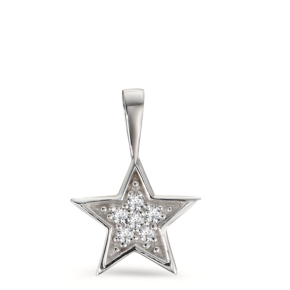 Pendentif Or blanc 9K Zircone 6 Pierres Ø10 mm-605942